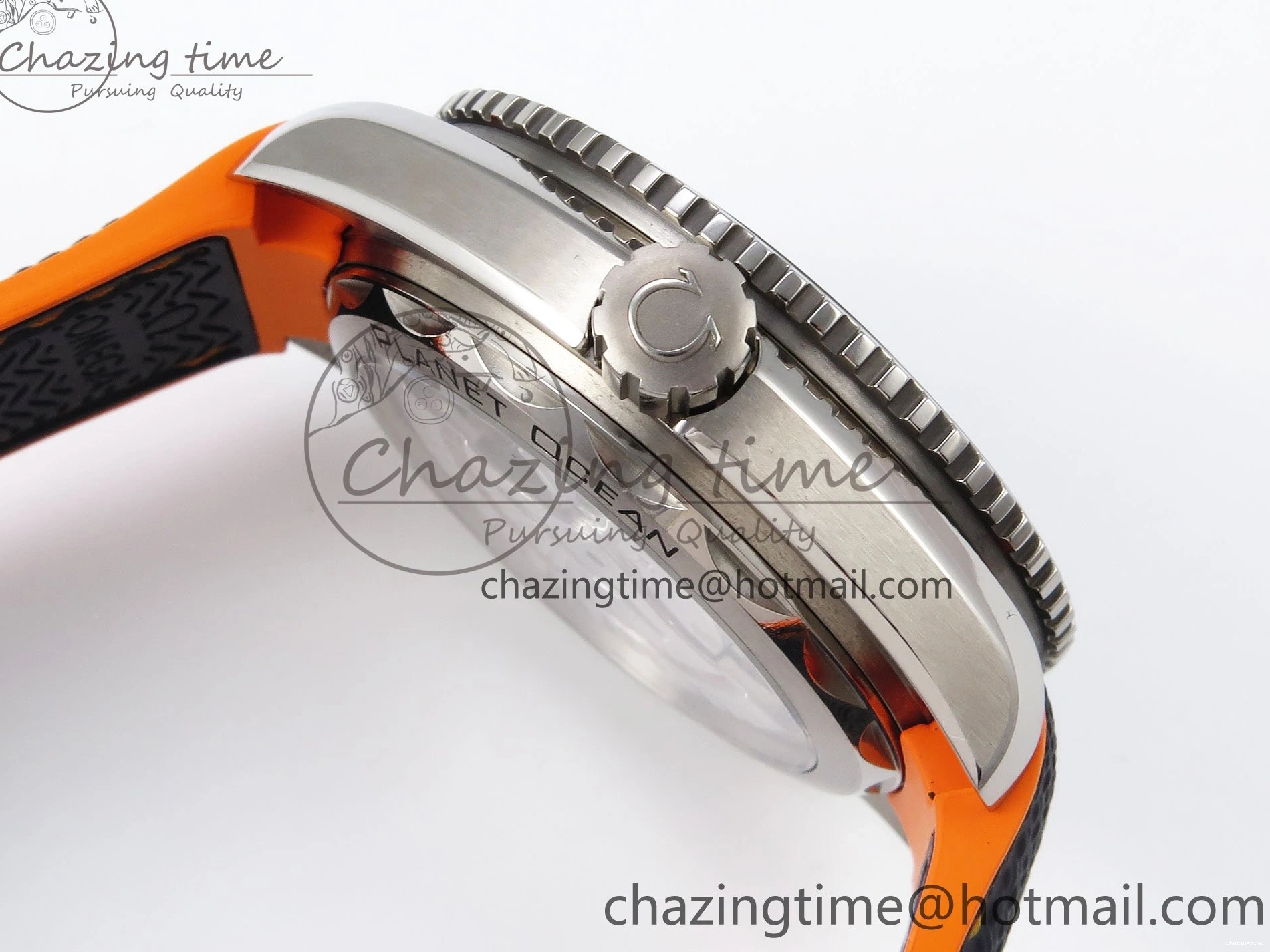 0210 Comfortable Planet Ocean 43.5mm SS VSF 1:1 Best Edition Black Orange Bezel Gray Dial on Nylon Strap A8900 Super Clone V 7730